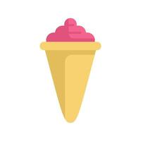 Strawberry ice cream cone standing up on white background vector
