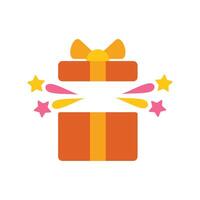 Orange gift box opening with confetti exploding out vector