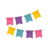 Colorful festive flags hanging on string for party decoration vector
