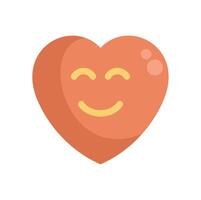 Orange heart smiling with closed eyes expressing love vector