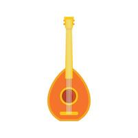 Orange lute string instrument standing up illustration vector