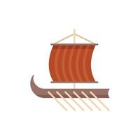 Ancient greek ship sailing with open red sail on white background vector