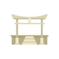 Traditional japanese shinto shrine gate with stairway leading up to it vector