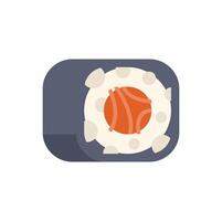 Single sushi roll with salmon showing on dark background vector