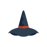 Black witch hat with red band floating on white background vector
