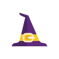 Purple witch hat with yellow buckle pointing right vector