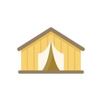 Simple flat color icon of a camping tent on a white background vector