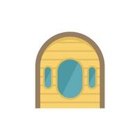 Wooden sauna cabin showing arched roof and windows in flat design style vector