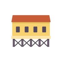Stilt house building structure dwelling home residence architecture vector
