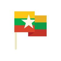 Myanmar flag waving on white background vector