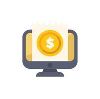 Computer showing online payment with golden coin and dollar sign vector