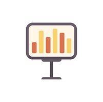 Presentation screen showing growing bar chart analytics data vector