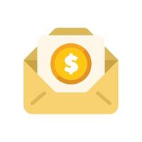 Open envelope containing dollar coin for online payment concept vector