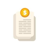 Golden coin lying on top of paper invoices representing business investment vector