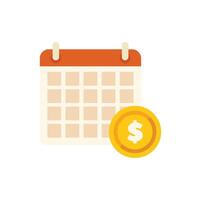 Calendar showing scheduled payment day with dollar coin vector