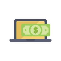 Laptop displaying dollar bill representing online earning concept vector