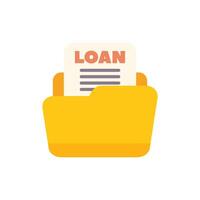 Loan agreement document inside a folder icon vector