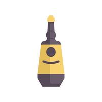 Bottle of liquor with smiling label having a party flat icon design vector