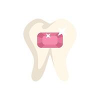White tooth with pink shiny gemstone illustration vector