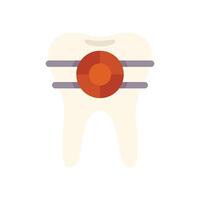Tooth with braces showing orthodontic treatment process vector