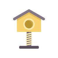 Cat house featuring scratching post with rope in flat design style vector