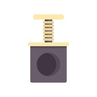 Cat scratching post with hanging toy on white background vector