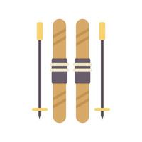 Pair of mountain skis standing up with poles on white background vector