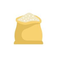 Full sack of flour standing upright on white background vector
