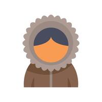 Inuit person wearing traditional parka smiling and posing for portrait vector