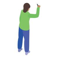 Woman writing on a whiteboard with a marker in isometric view vector