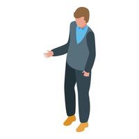 Businessman showing something with hand gesture isometric icon vector