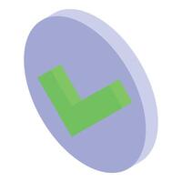 Green check mark symbol representing validation in a purple circle vector