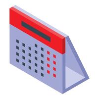 Desktop calendar showing weekends in red isometric projection vector
