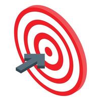 Arrow pointing red and white target representing reaching goal vector