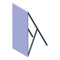 Portable advertising stand displaying a purple blank surface for promotion vector