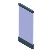 Modern interactive kiosk showing a purple screen in isometric view vector