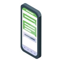 Smartphone showing chatting isometric interface on screen vector