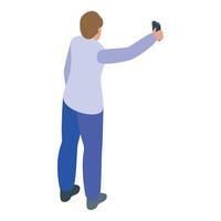 Doctor using smartphone taking photos isometric view vector