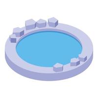 Circular pool with ice cubes surrounding, refreshing summer concept vector