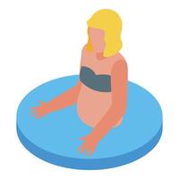 Pregnant woman relaxing in water birth pool, isometric view vector