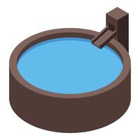 Round pool with small slide and clean water, isometric view vector