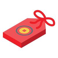 Red envelope with chinese coin and ribbon celebrating lunar new year vector