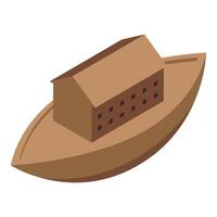 Noah's ark floating on water with wooden structure vector