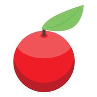 Ripe red apple with green leaf showing freshness and health vector