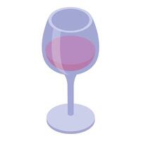 Elegant wine glass containing red wine in isometric view vector