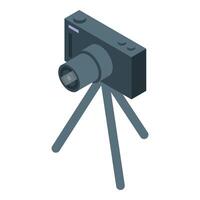 Modern digital camera standing on tripod for professional photography and video recording vector