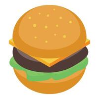 Delicious hamburger with lettuce, cheese and sesame bun is waiting to be eaten vector