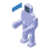 Chatbot robot speaking with speech bubble, artificial intelligence communication vector