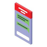 Smartphone showing chat messages with isometric view vector