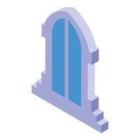 Arched double window illuminating building with soft light vector